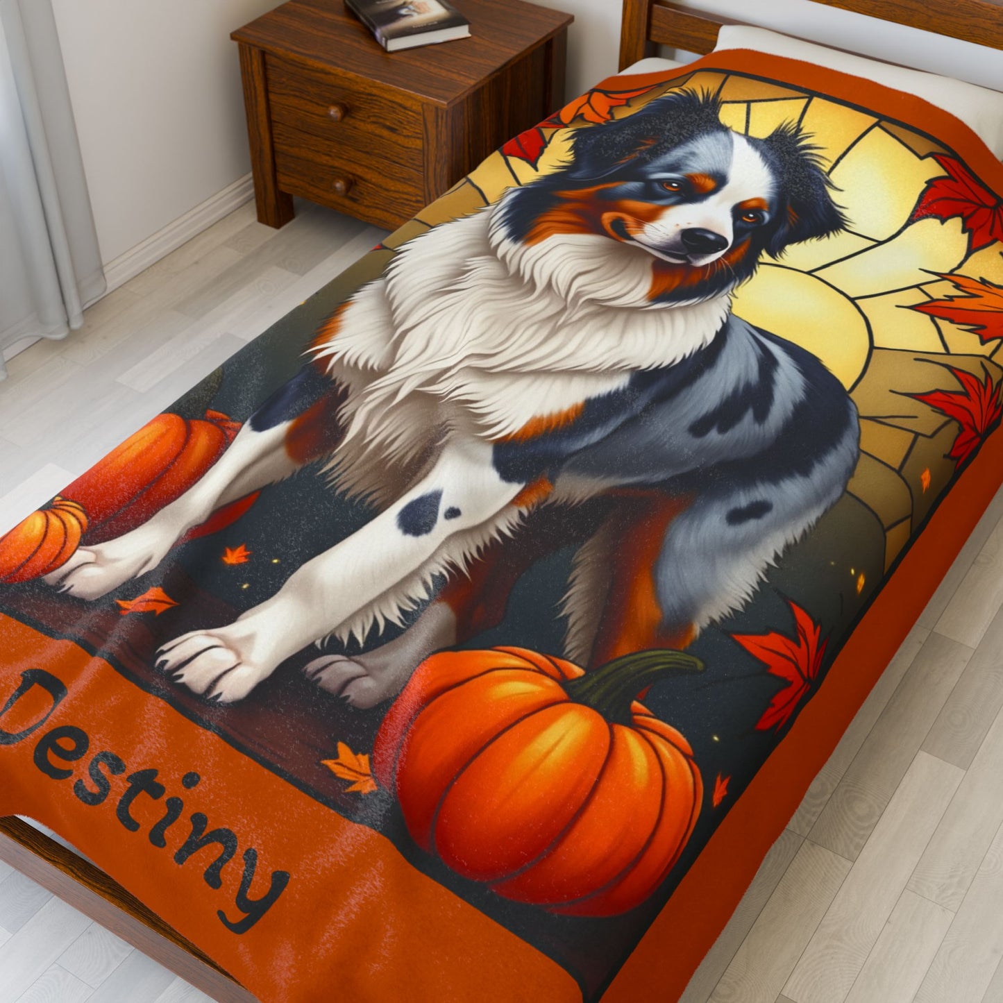 Australian Shepherd Blue Merle Coat Velveteen Blanket, Personalized Dog Throw, Custom Herding Companion Gift