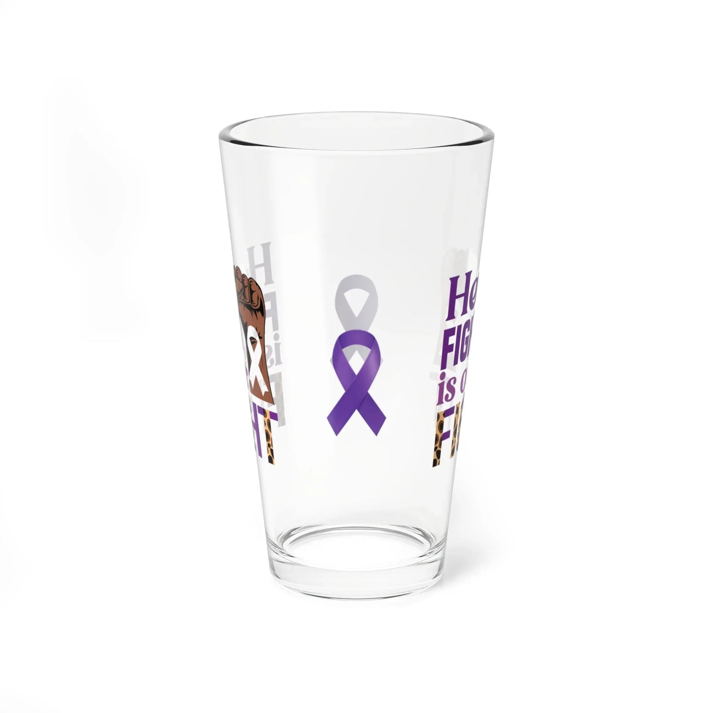Shop our premium her fight is our fight pint glass 16oz from MySisterIsASurvivor.