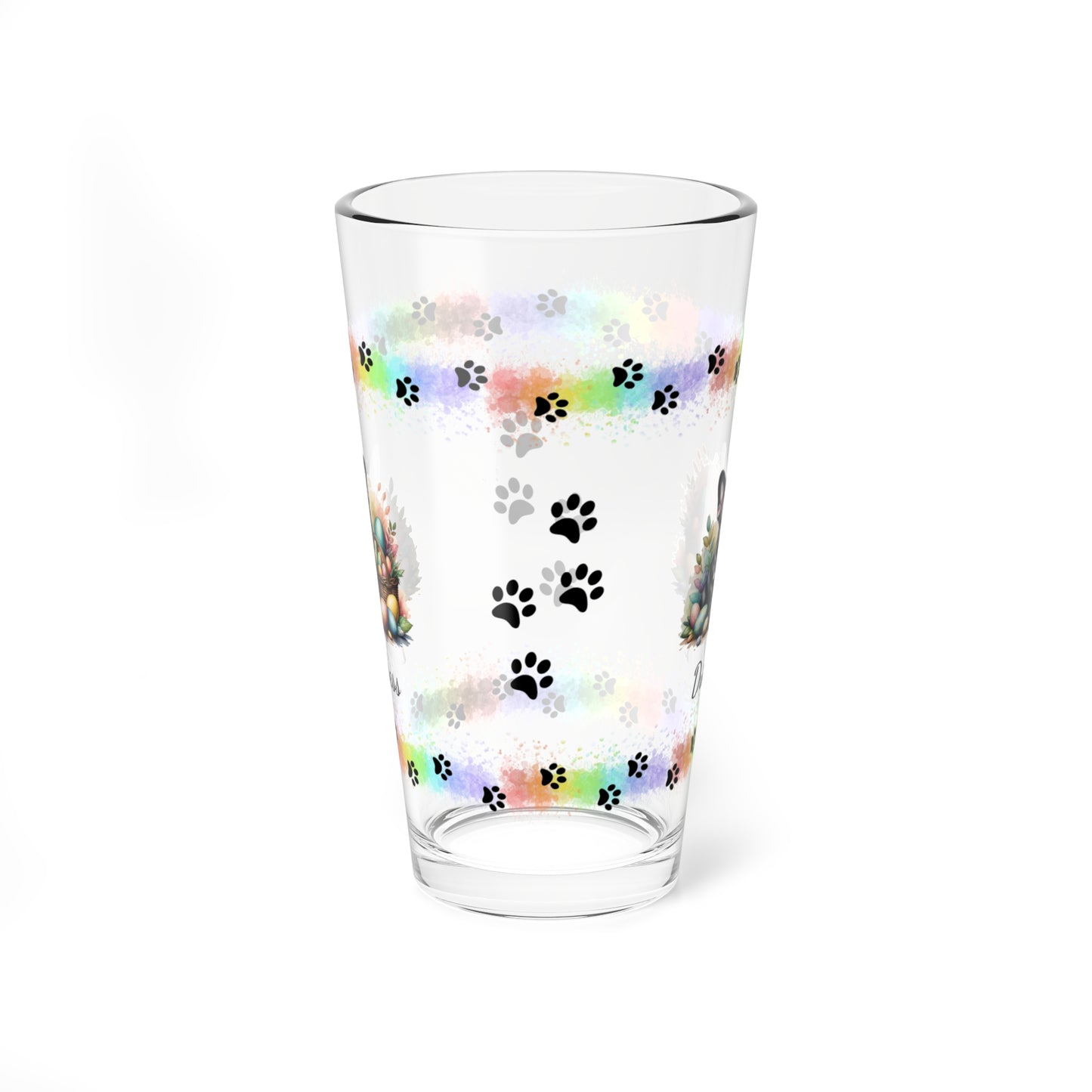 French Bulldog (Black) Personalized Easter Puppy 16oz Pint Glass - Custom Dog Design, Mental Health Gift, Easter Décor, and Festive Celebrations