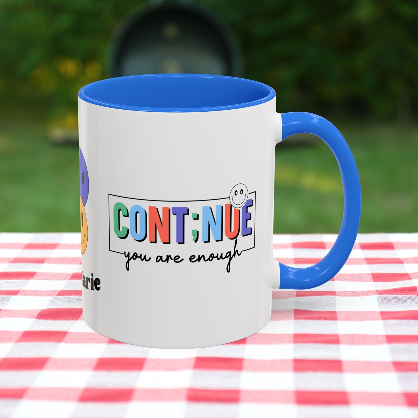 Continue, You Are Enough - Custom Retro Motivational Mug for Mental Health Support & Emotional Resilience