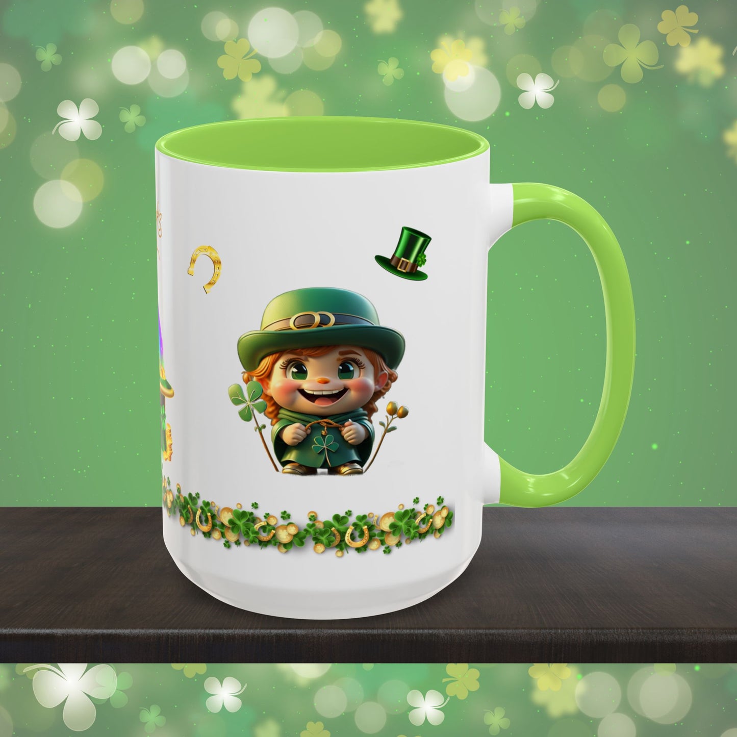 Serendipitous Leprechaun Laughter: St. Patrick's Day Two-Tone Coffee Mug - Festive Ceramic Mug for Positivity & Mindfulness