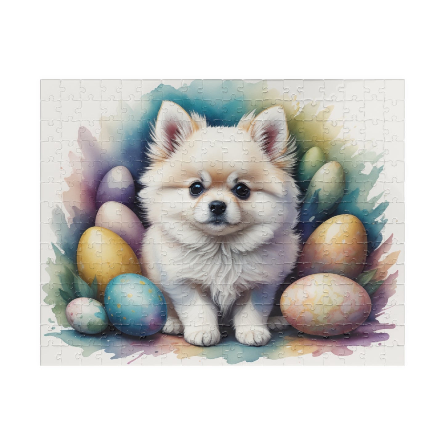 Pomeranian (White) Easter Puppy Puzzle - Dog Lovers, Mental Health Benefits, Holiday Fun, Mindfulness, Stress Relief, Festive Gift