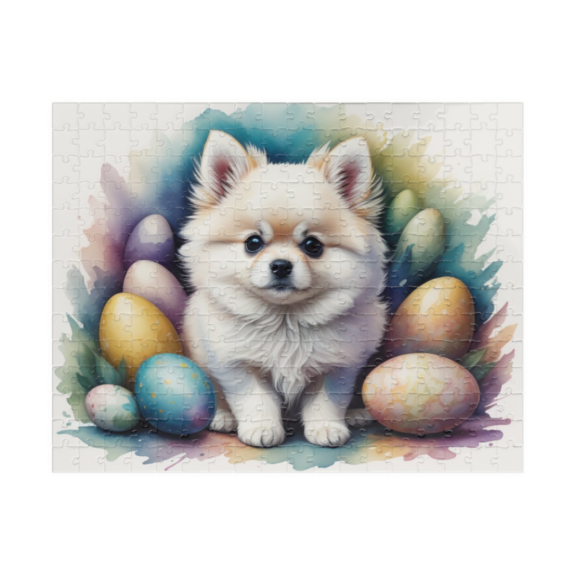 Pomeranian (White) Easter Puppy Puzzle - Dog Lovers, Mental Health Benefits, Holiday Fun, Mindfulness, Stress Relief, Festive Gift