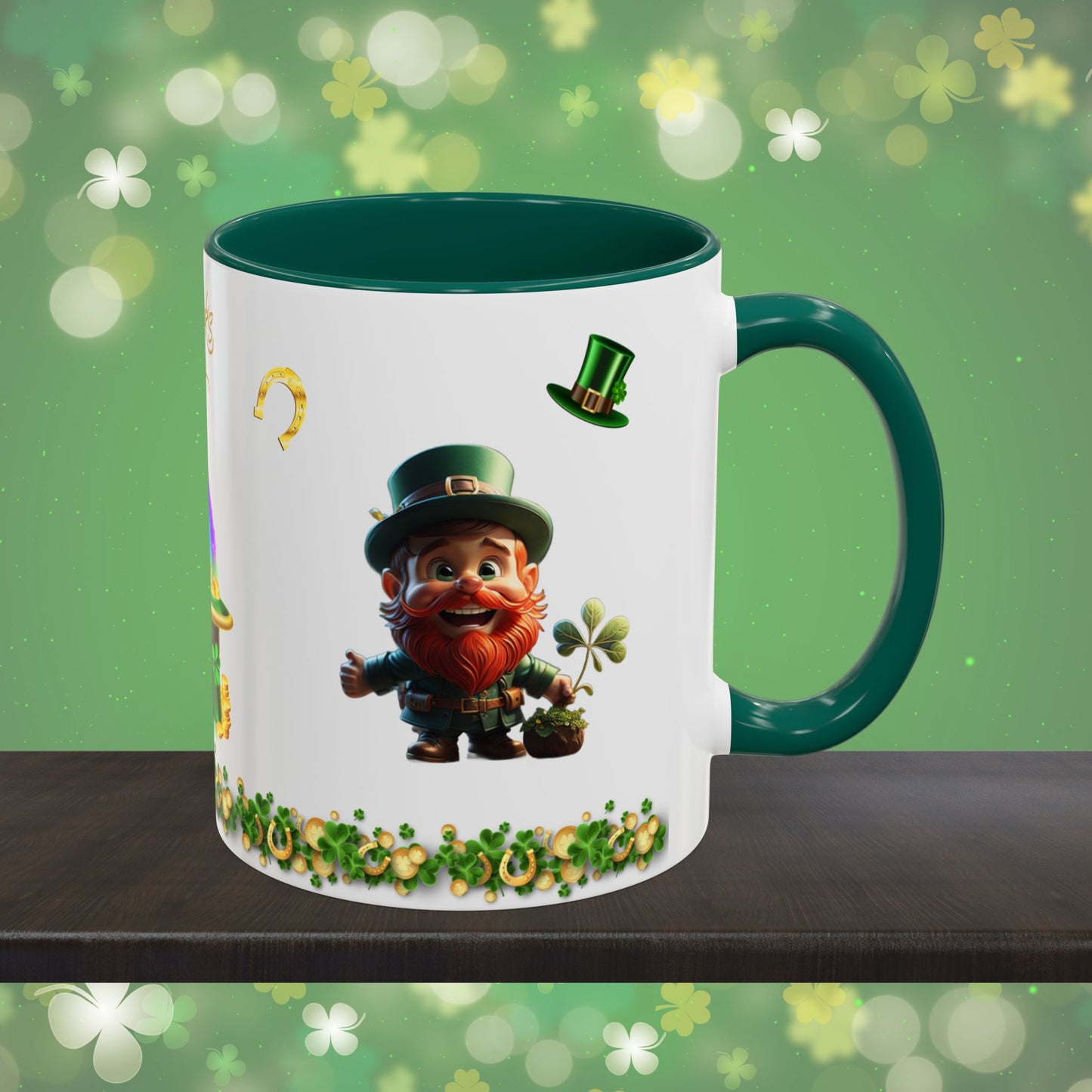 Leprechaun Glee: St. Patrick's Day Two-Tone Coffee Mug - Festive Ceramic Mug for Positivity & Mindfulness