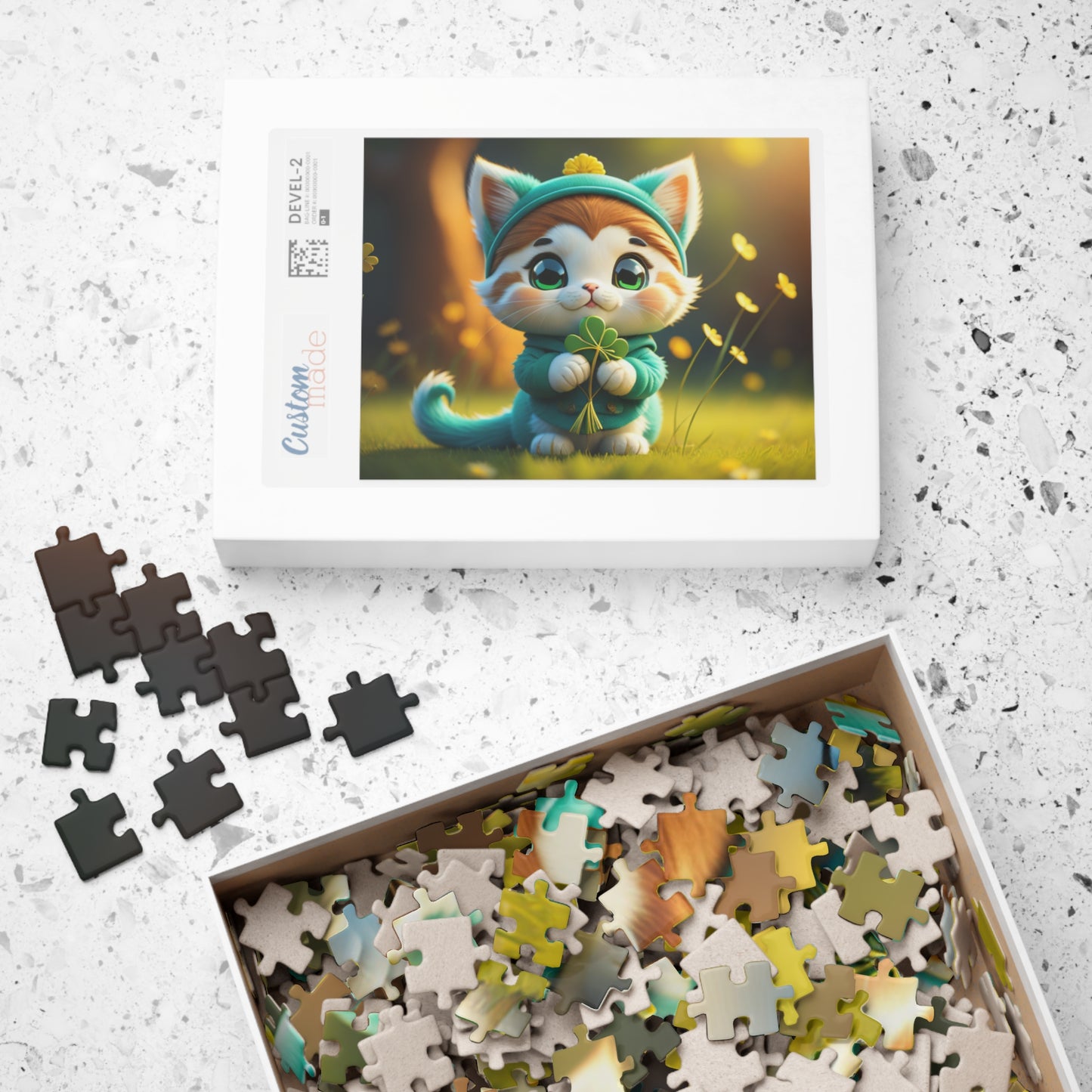 Serene Shamrock Kitty - St. Patrick's Day Mental Health Puzzle