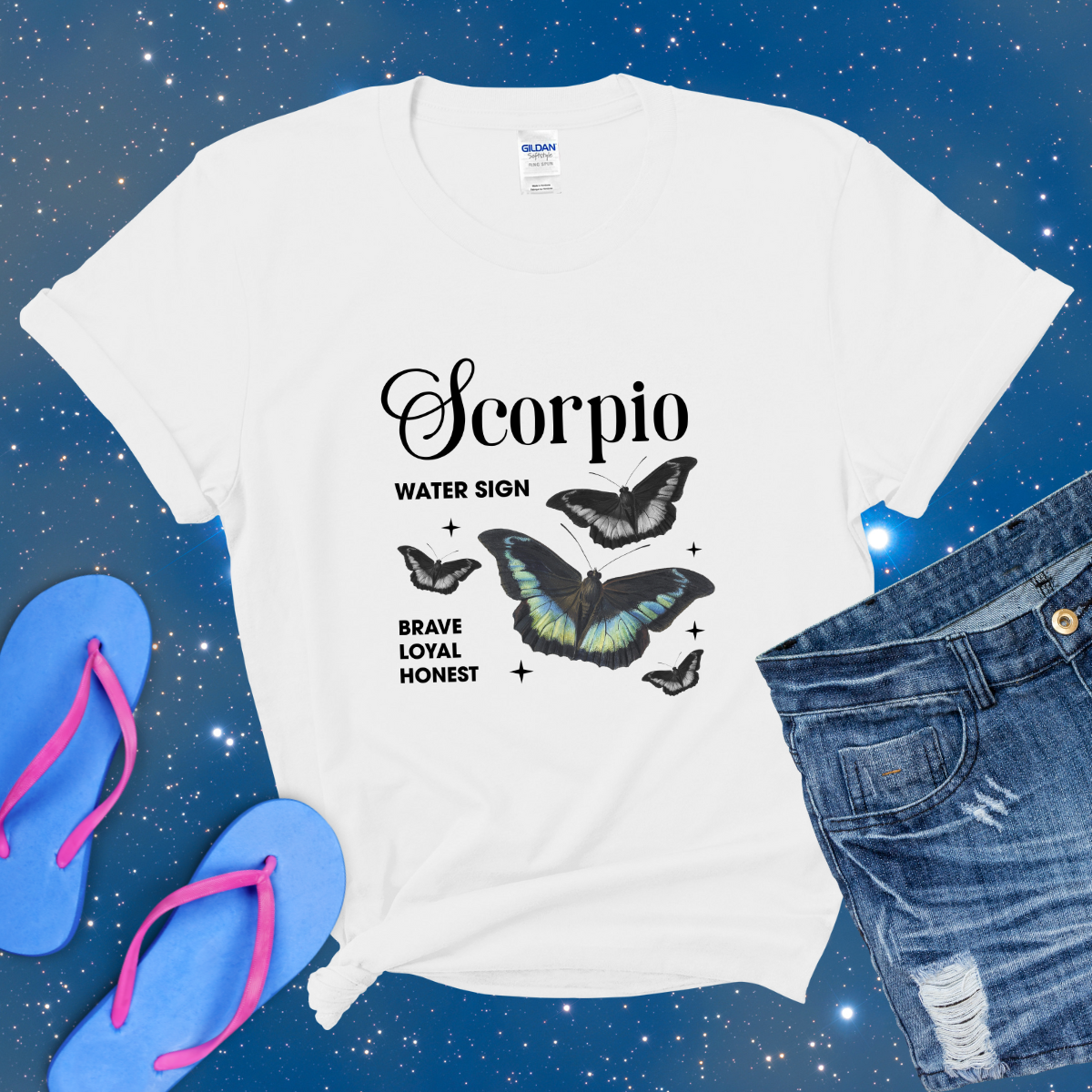 Scorpio Butterfly Zodiac T-Shirt, astrology horoscope shirt, Scorpio birthday gift tee for men or women