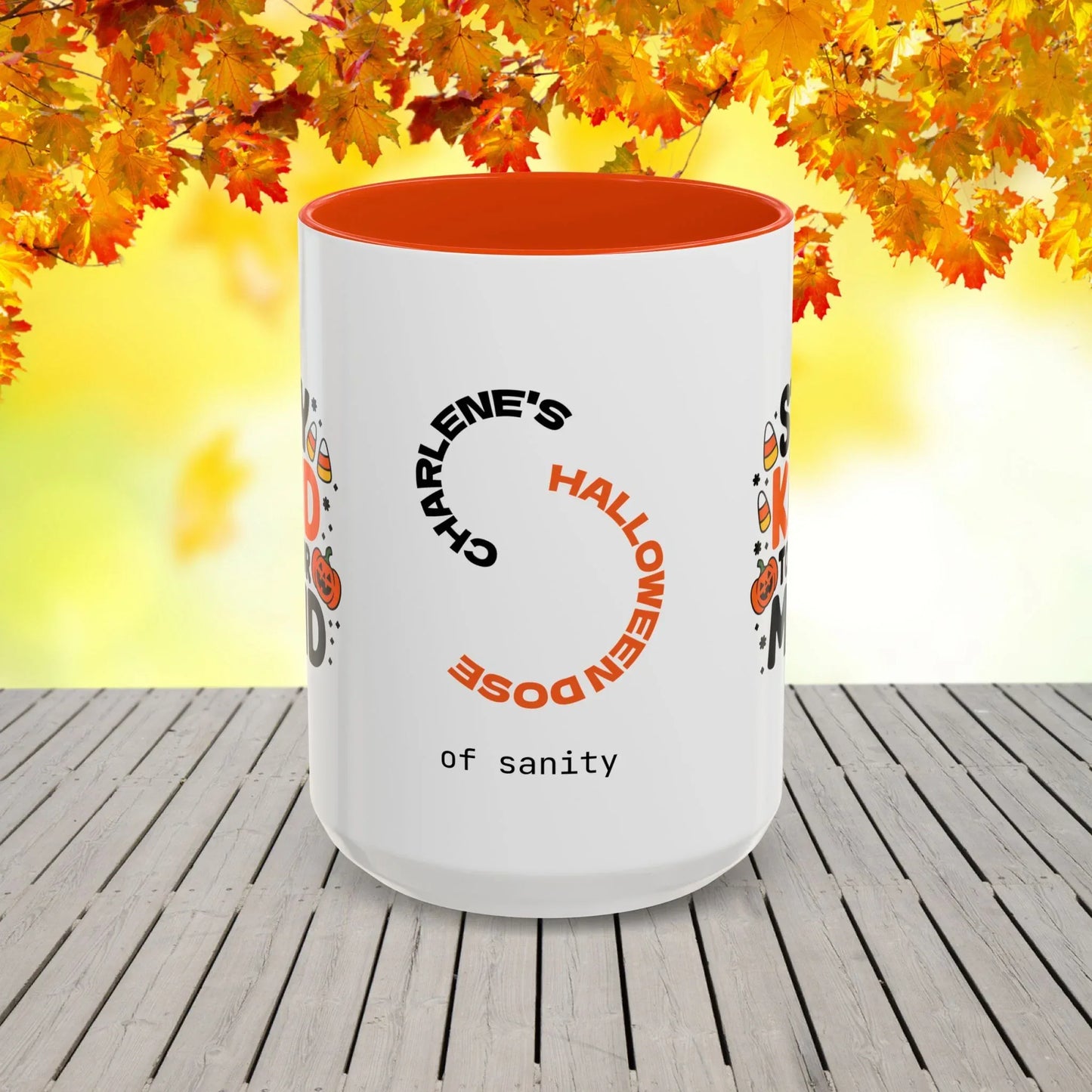 Shop our premium stay kind to your mind halloween affirmation mug from MySisterIsASurvivor.