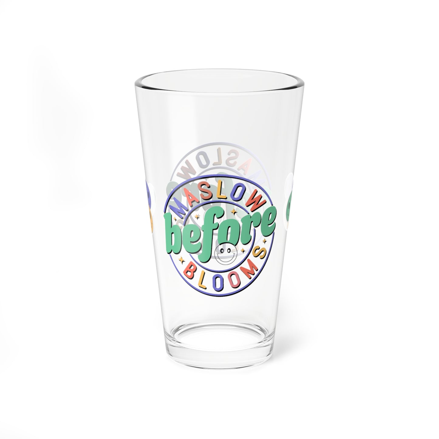 Maslow Before Blooms retro pint glass for educators with personalized wellness quote
