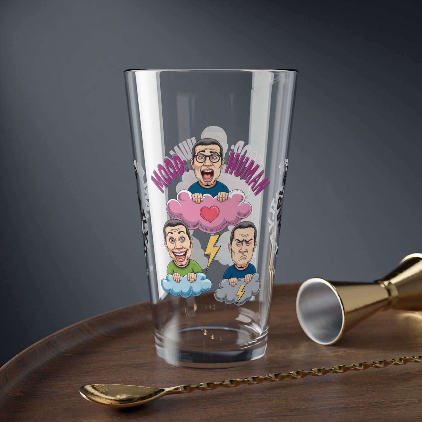 Mood: Human - Personalized Funny Pint Glass, Sassy Drinkware with Attitude, Daily Dose of Attitude and Humor