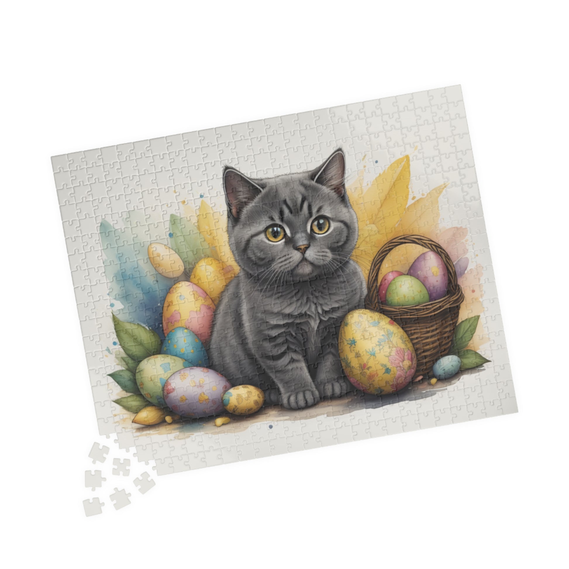 British Shorthair Easter Kitten Puzzle - Cat Lovers, Mental Health Benefits, Holiday Fun, Mindfulness, Stress Relief, Festive Gift