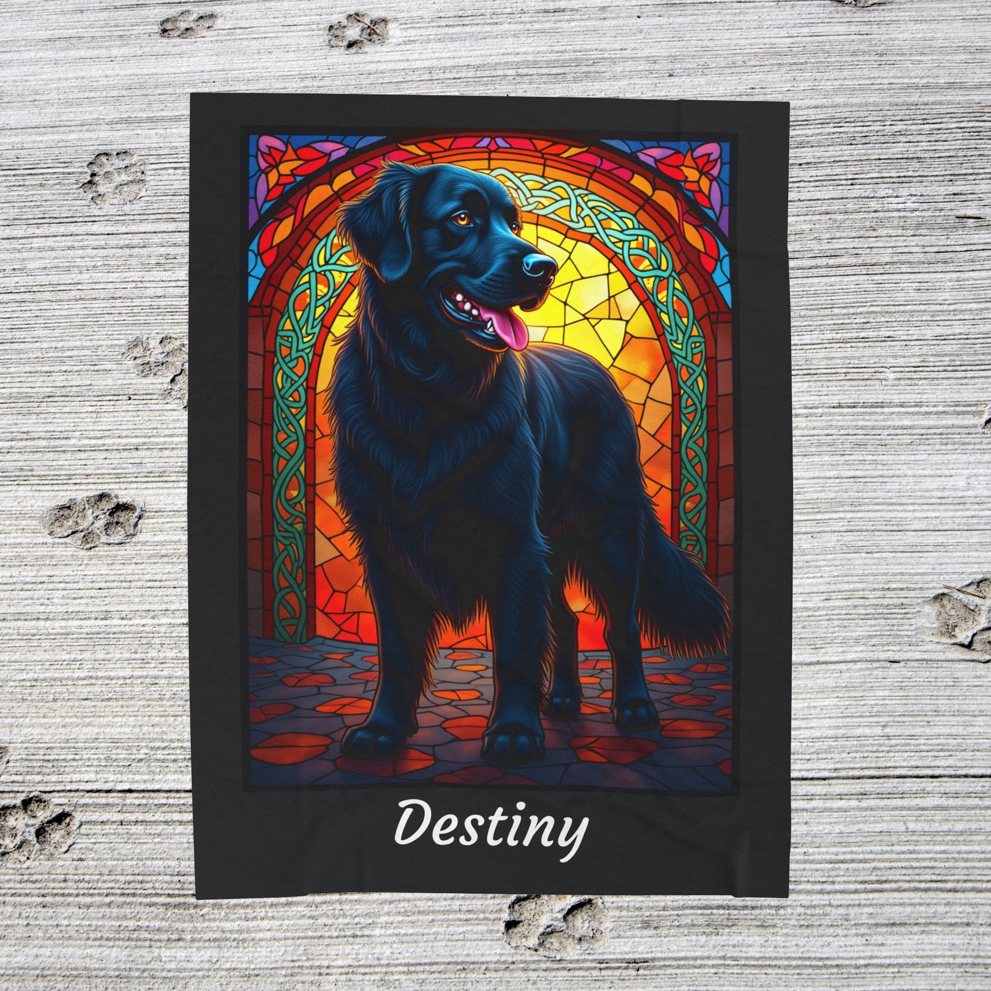 Golden Retriever Black Coat Personalized Velveteen Plush Blanket, Custom Dog Lover Throw for Humans