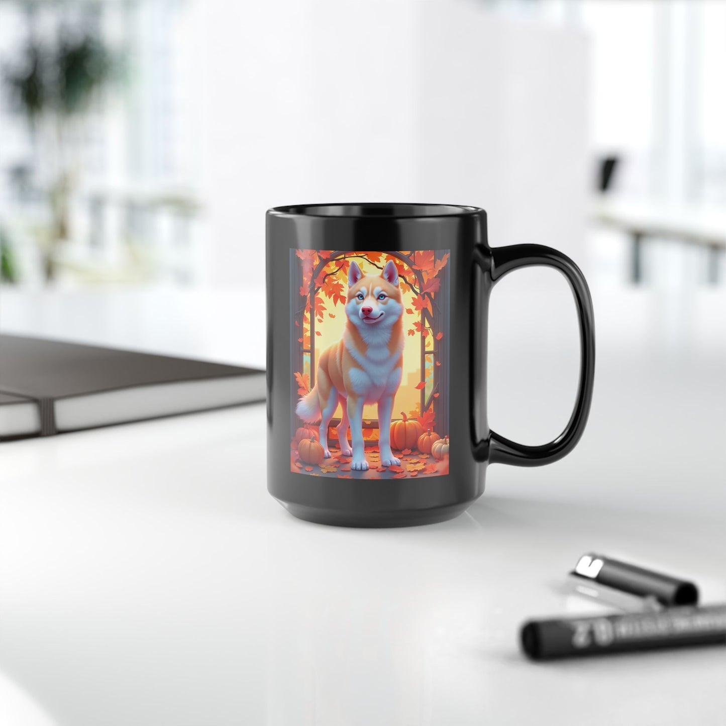 Siberian Husky Light Red (Blue Eyes) - Fall mug, personalized husky owner coffee cup for dog lovers