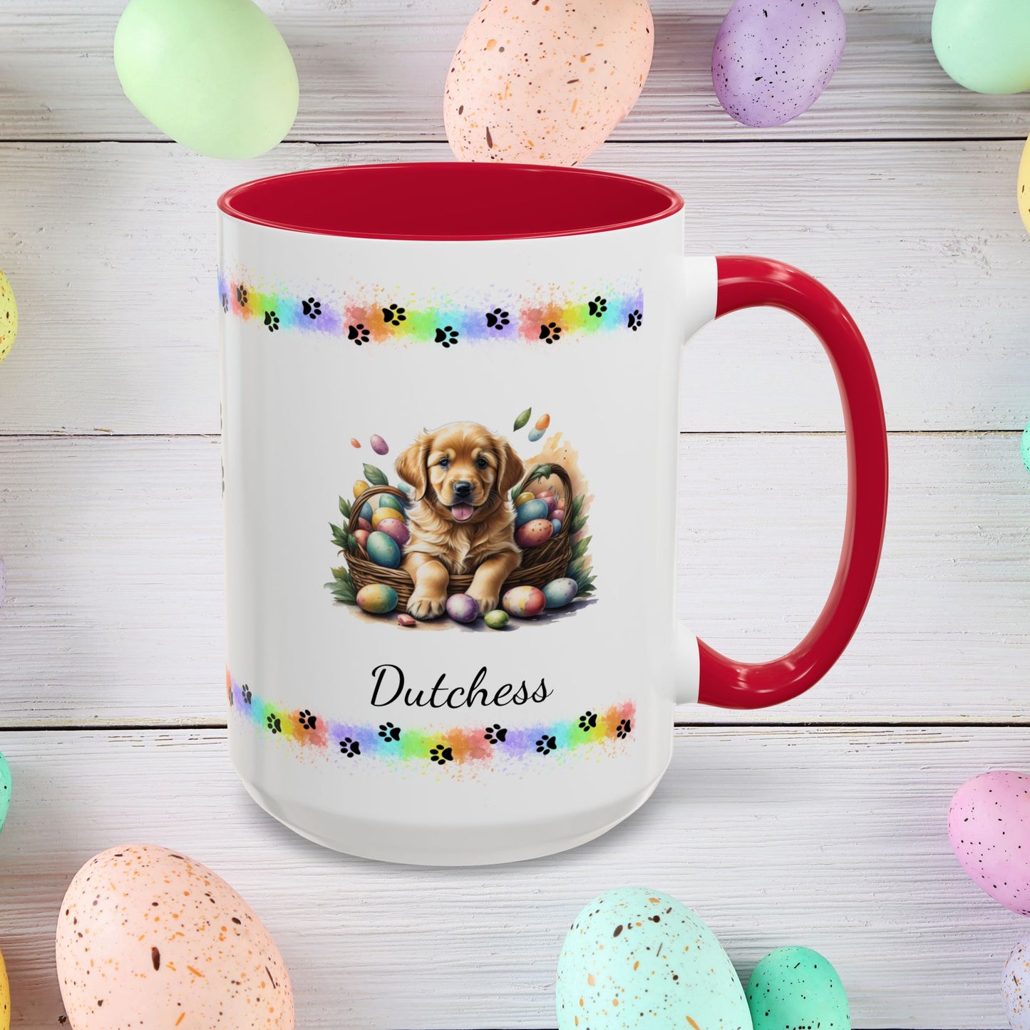 Golden Retriever: Personalized Easter Puppy Coffee Mug - Adorable Dog Design, Mental Health Gift, 11oz & 15oz, 12 Color Choices, Easter Gifts & Décor Easter Puppy Mug