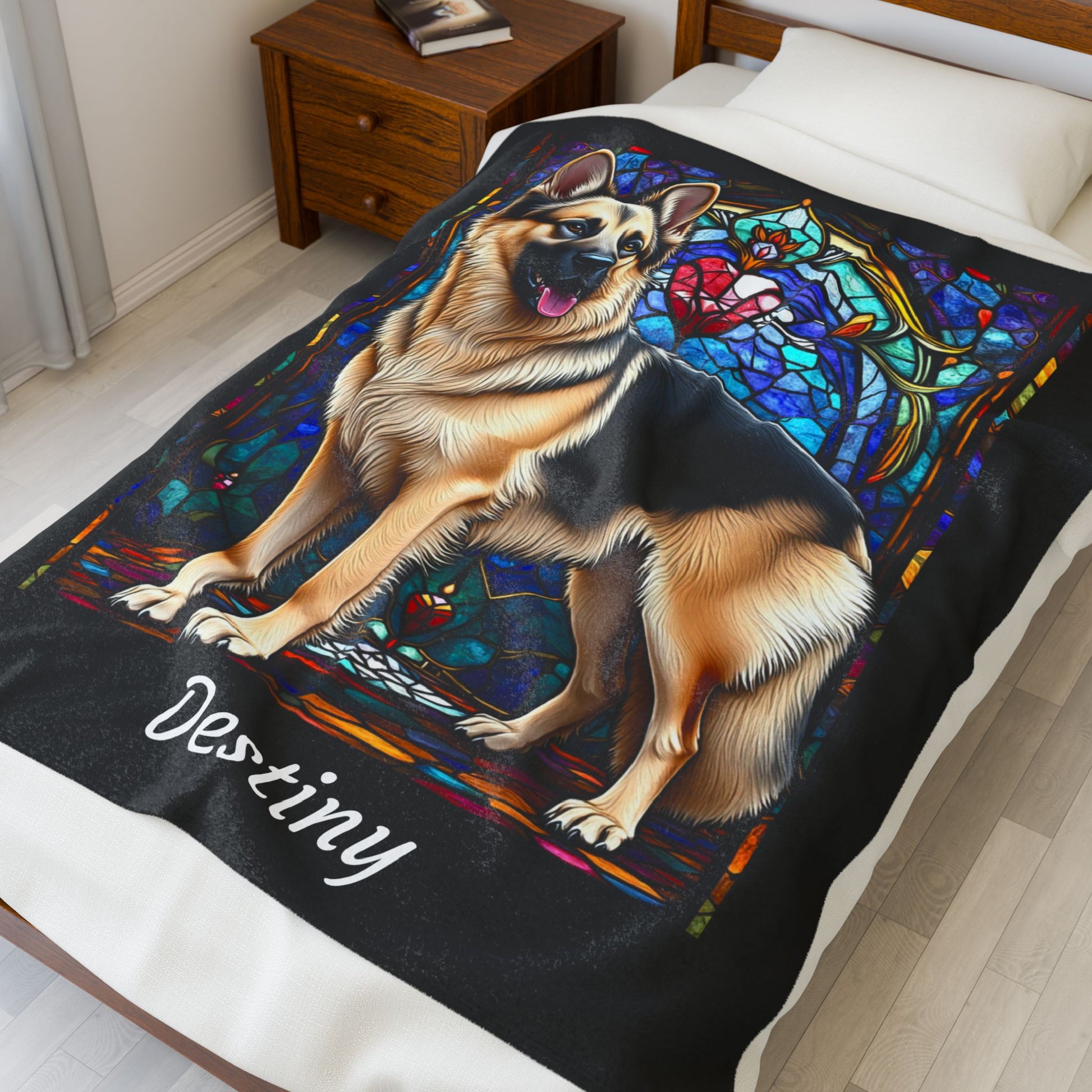 German Shepherd Black & Cream Coat Blanket, Custom Dog Art Throw, Personalized Pet Lover Gift