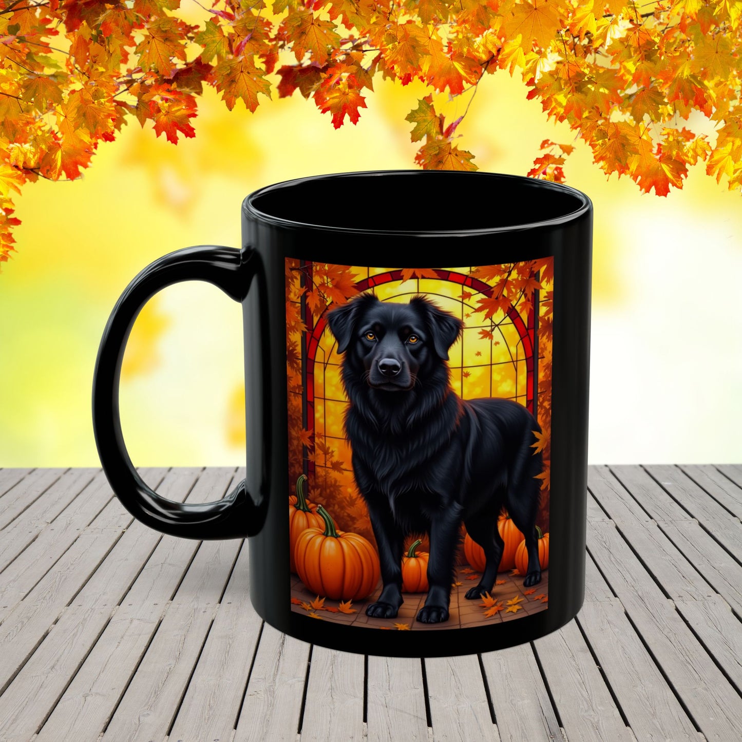 Australian Shepherd Black - Autumn coffee mug, custom herding dog lover gift for dog moms and dads