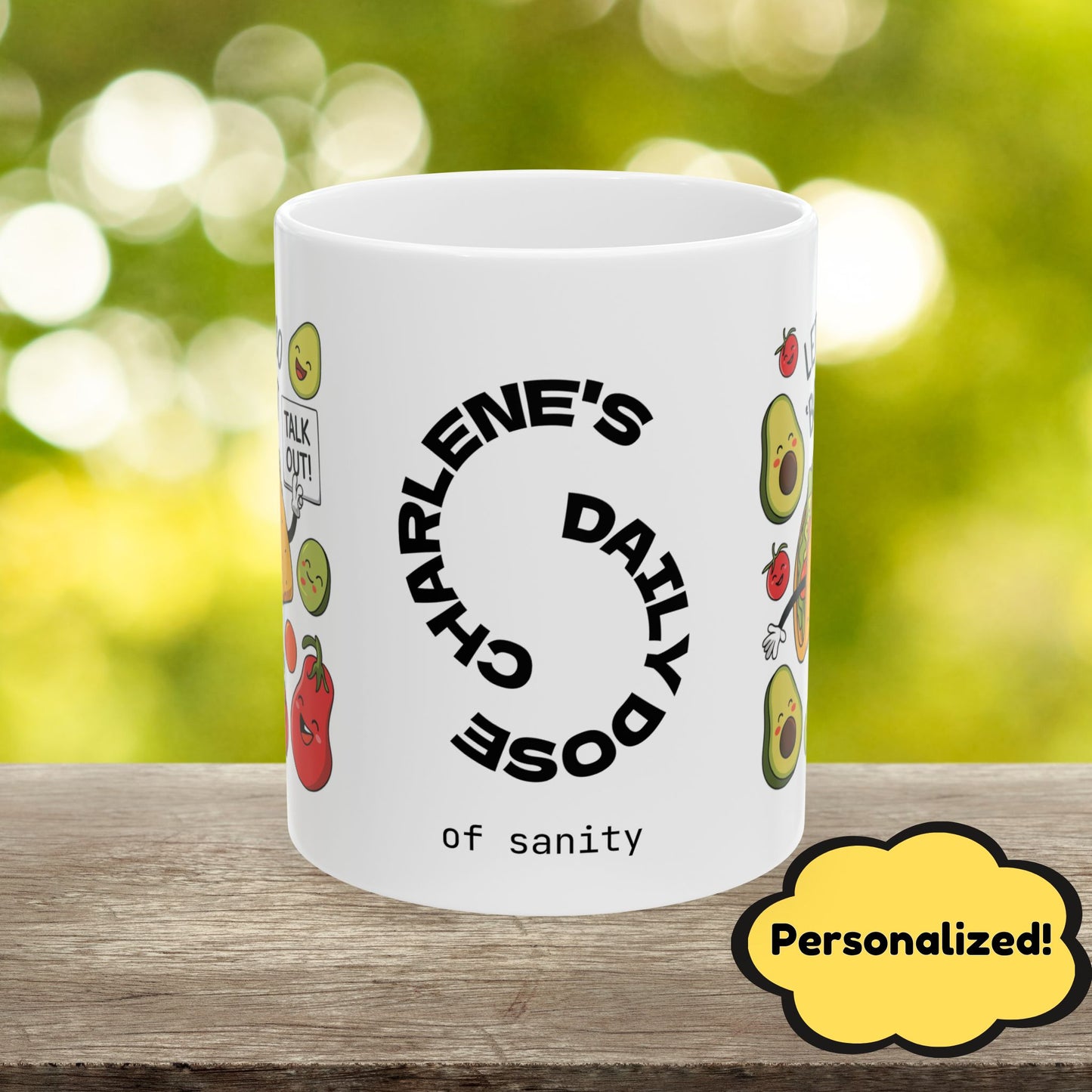 Let's Taco 'Bout It Funny Mental Health Mug, Stylish Ceramic Coffee Cup, Positive Affirmation Gift, Anxiety Relief, Self-Care Mug, Therapist Office Décor