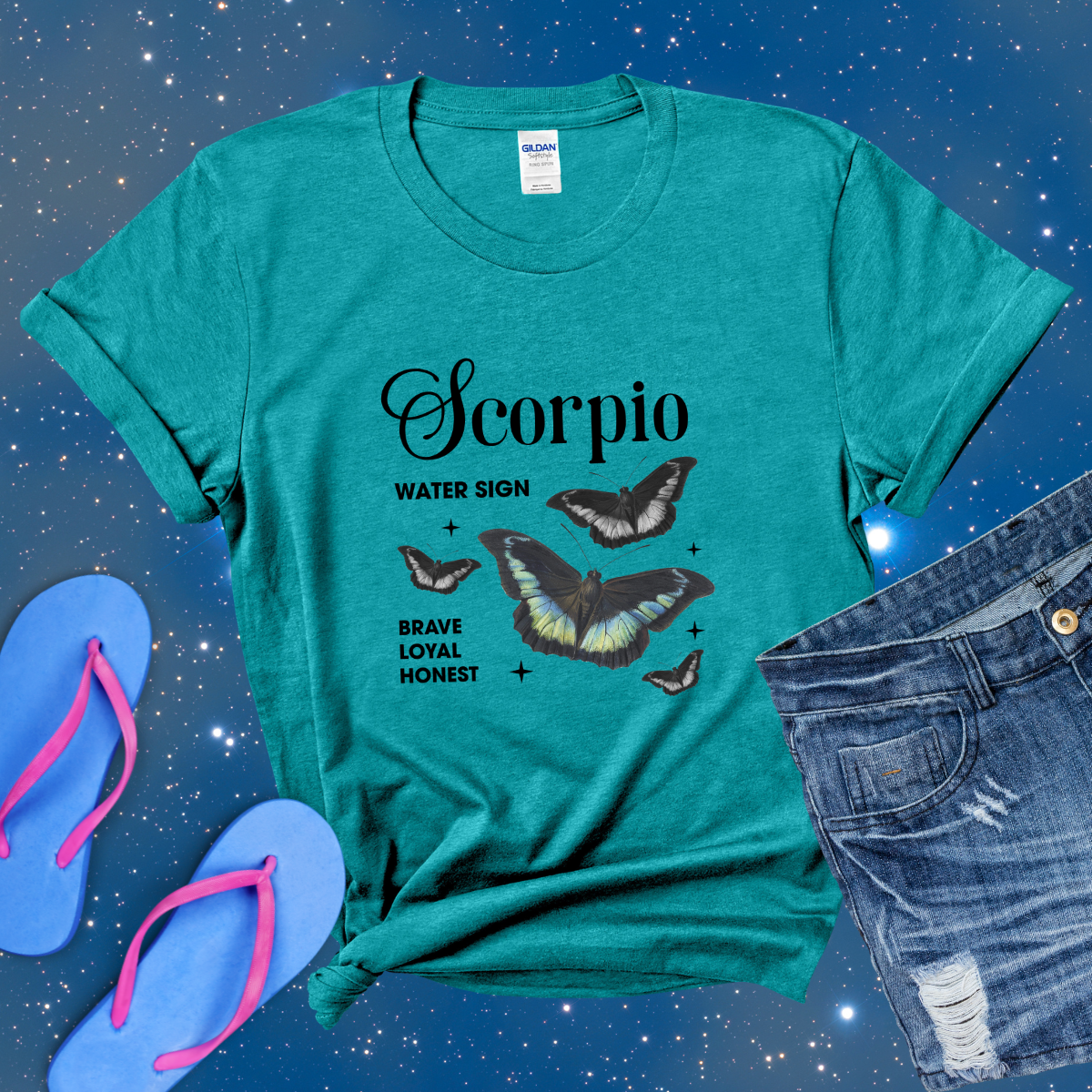 Scorpio Butterfly Zodiac T-Shirt, astrology horoscope shirt, Scorpio birthday gift tee for men or women