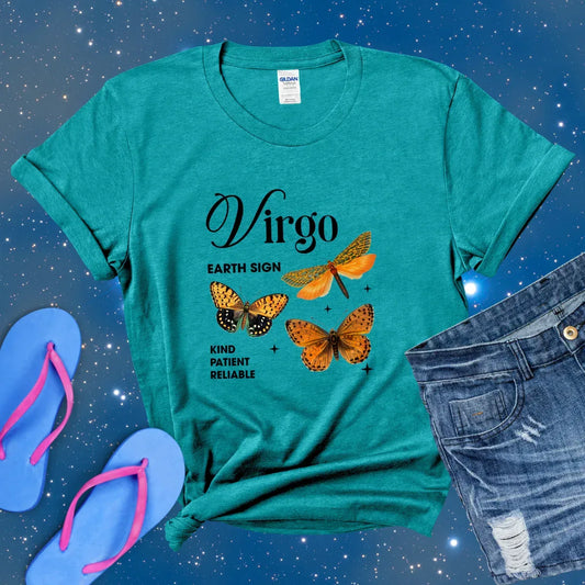 Virgo Butterfly Zodiac T-Shirt, astrology horoscope shirt, Virgo birthday gift tee for men or women