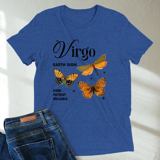 Virgo Butterfly Zodiac Unisex T-Shirt : Soft Tri-Blend Unisex Astrology Shirt | Celestial Horoscope Tee