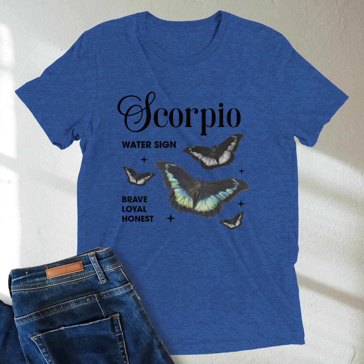 Scorpio Butterfly Zodiac Unisex T-Shirt : Soft Tri-Blend Unisex Astrology Shirt | Celestial Horoscope Tee