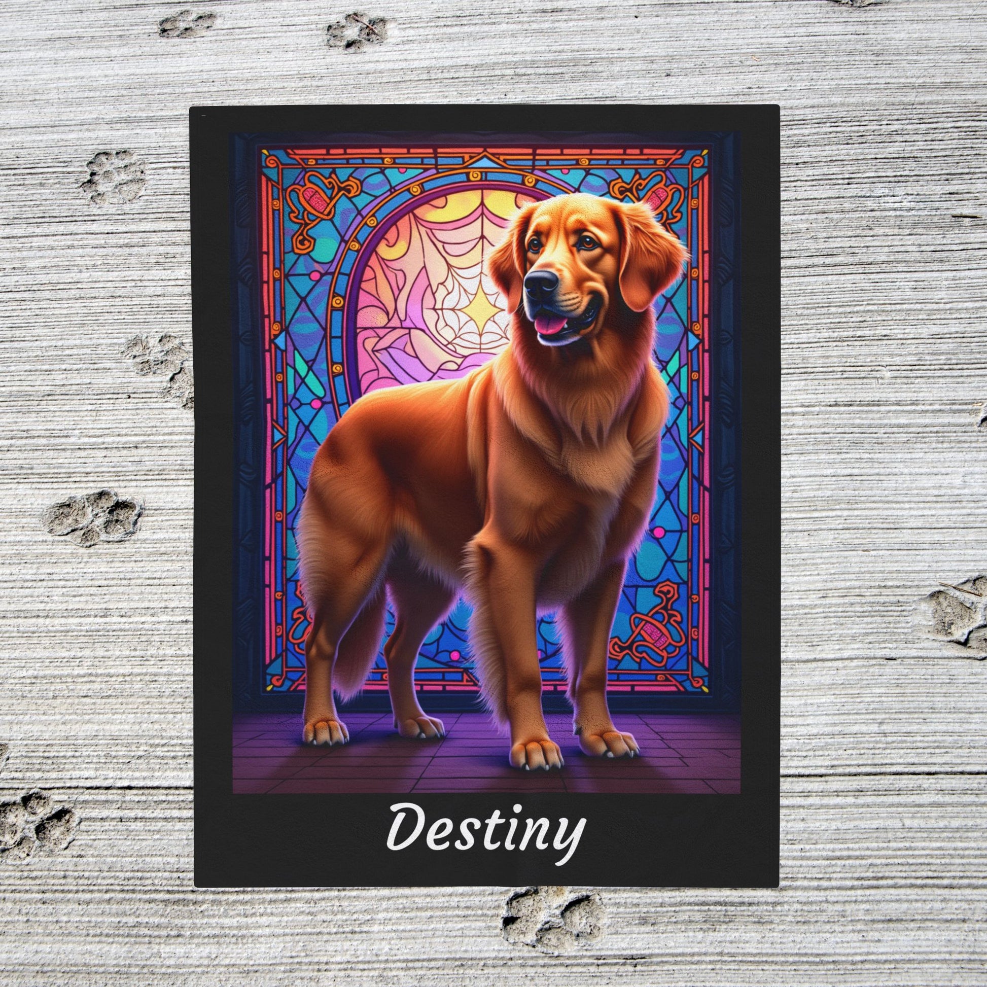 Golden Retriever Dark Coat Personalized Velveteen Plush Blanket, Custom Dog Art Throw for Humans