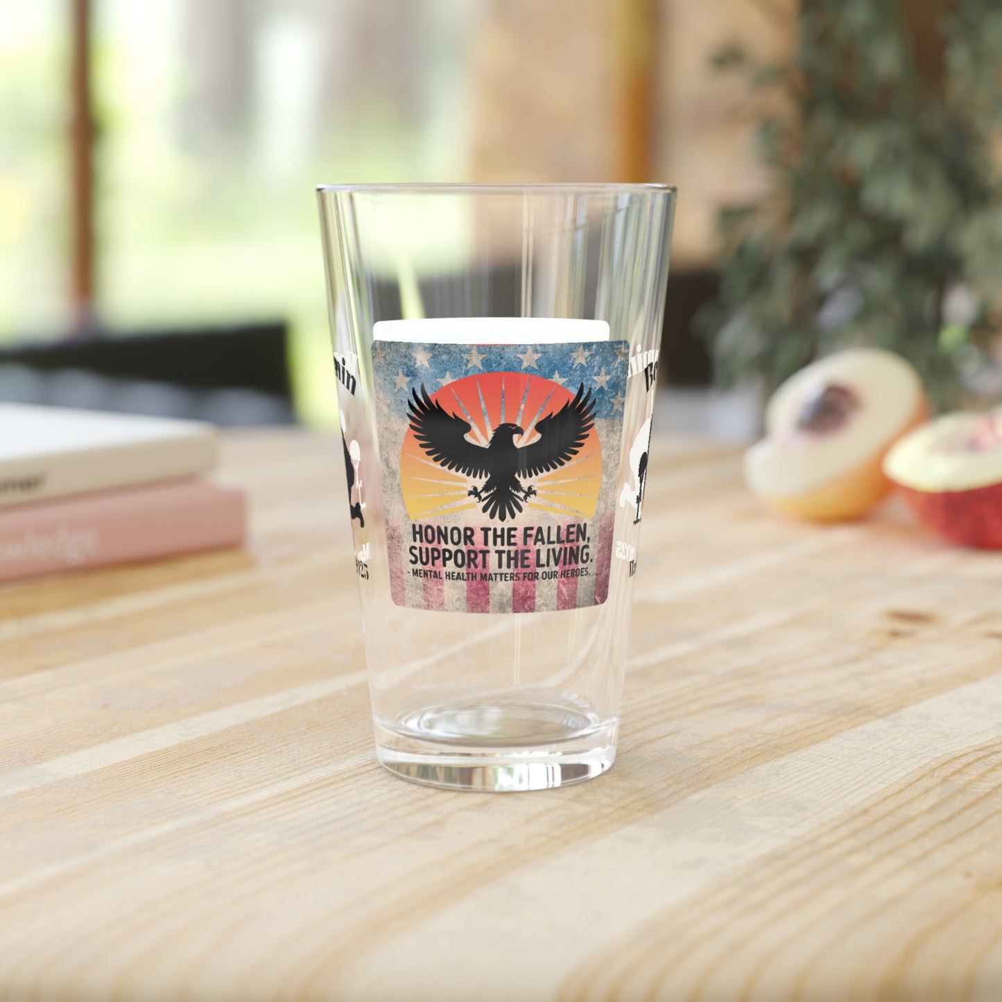 Personalized Memorial Day Pint Glass - "Honor The Fallen", PTSD Awareness Gift for Veterans & Memorial Days