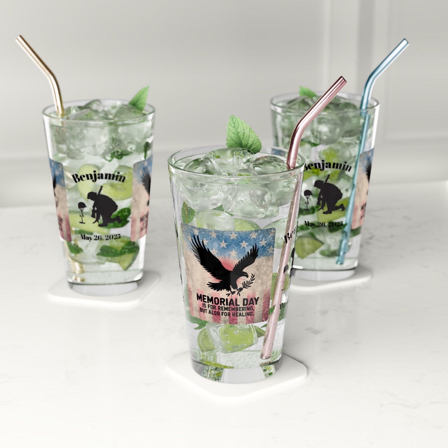 Personalized Memorial Day Pint Glass - "Memorial Day Is For Remembering", PTSD Awareness Gift for Veterans & Memorial Days