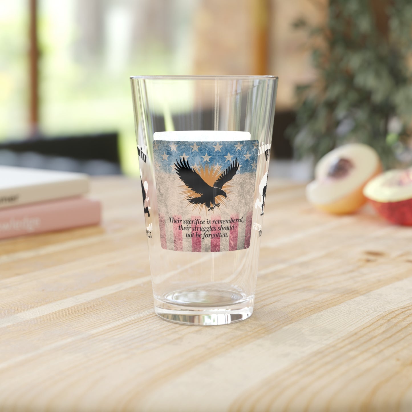 Personalized Memorial Day Pint Glass - "Their Sacrifice Is Remembered", PTSD Awareness Gift for Veterans & Memorial Days