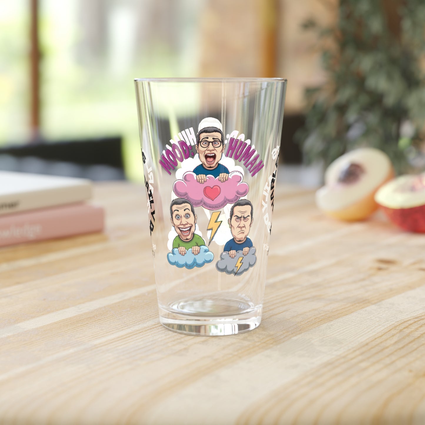 Mood: Human - Personalized Funny Pint Glass, Sassy Drinkware with Attitude, Daily Dose of Attitude and Humor