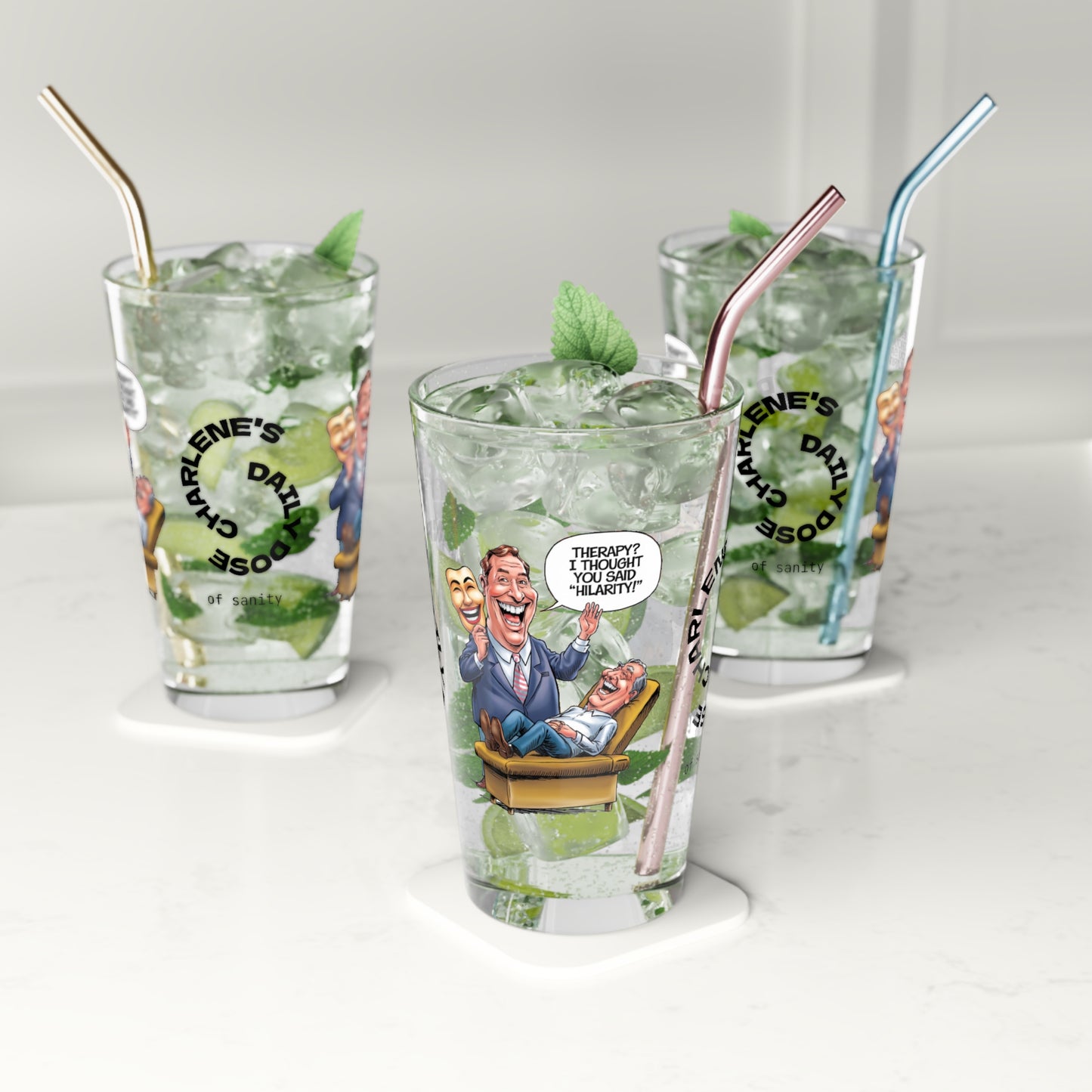 Therapy? I Thought You Said "Hilarity!" - Personalized Funny Pint Glass, Sassy Drinkware with Attitude, Daily Dose of Attitude and Humor