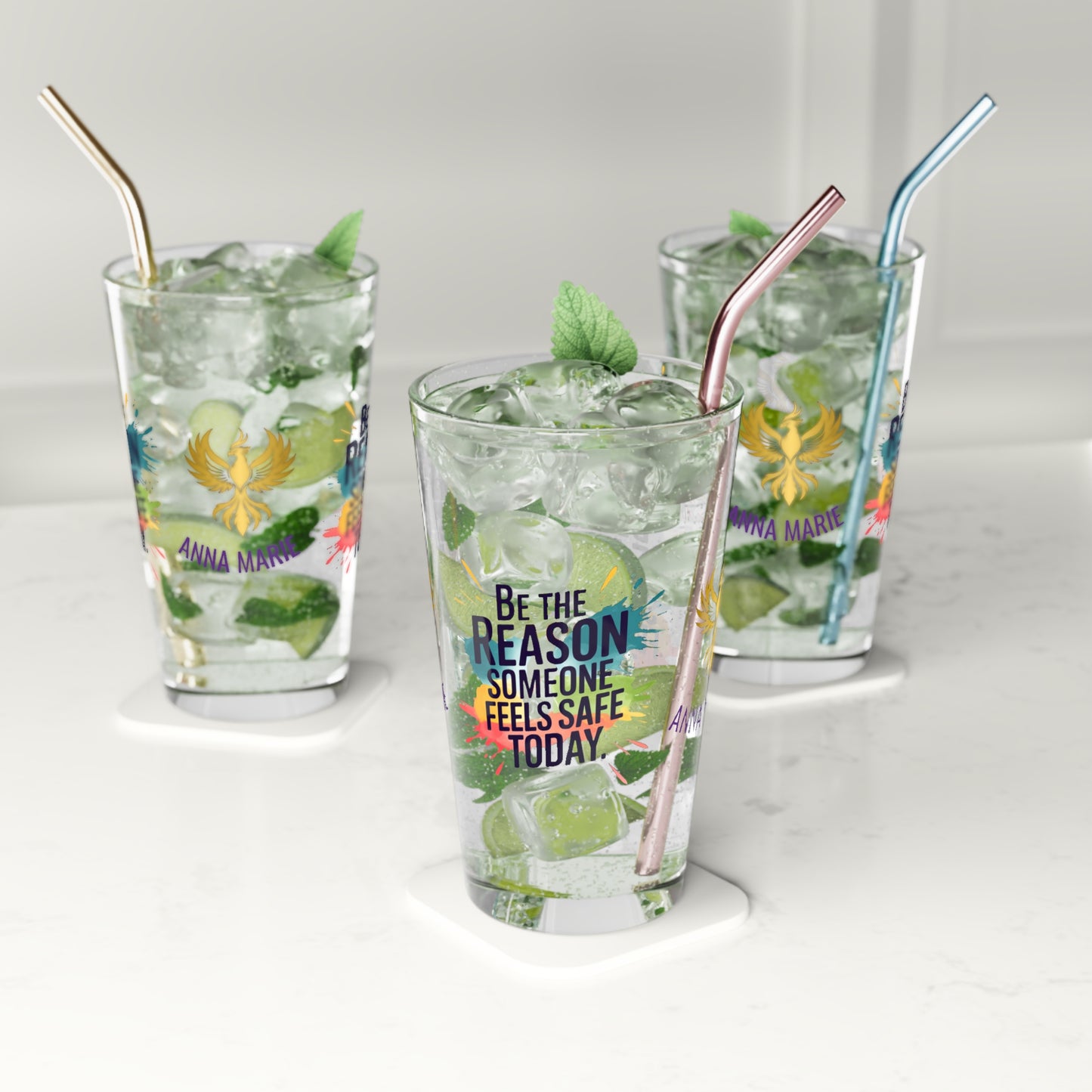 Rise & Reclaim Pint Glass – Be the Reason Someone Feels Safe Today | Survivor Encouragement Gift