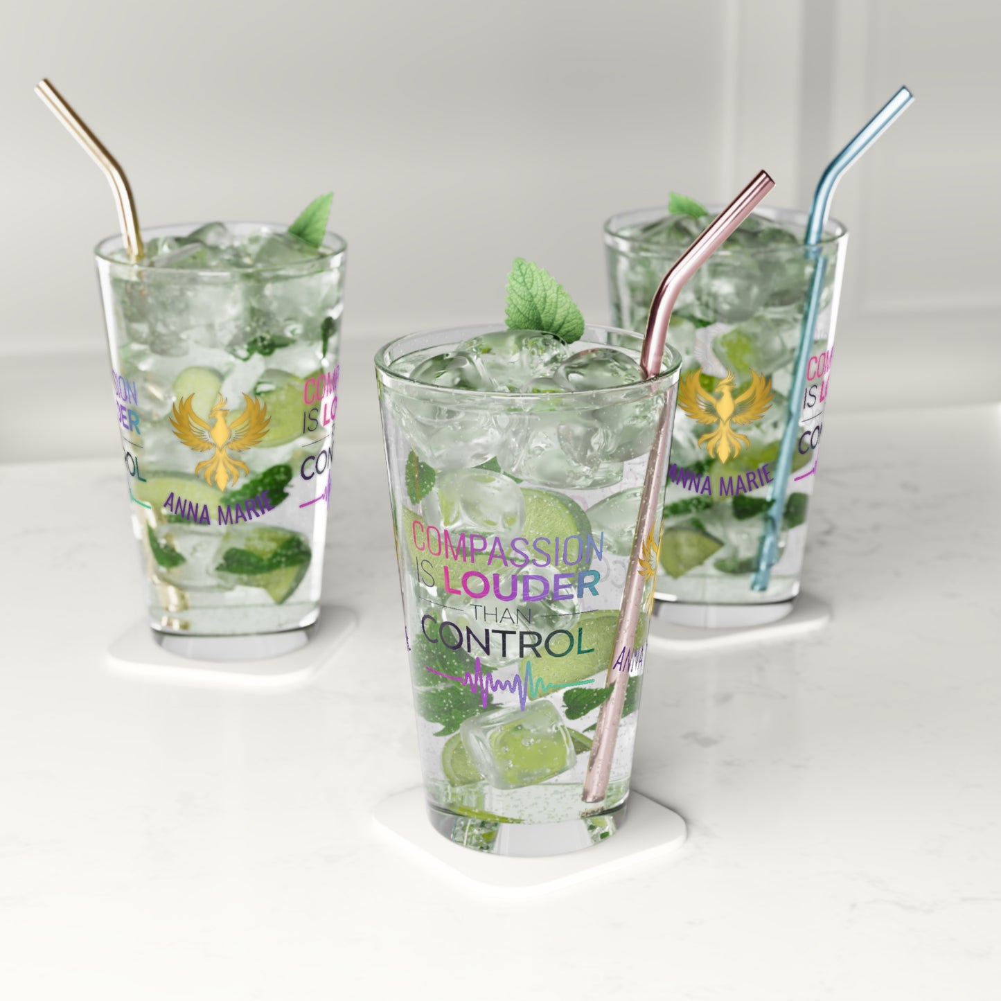 Rise & Reclaim Pint Glass – Compassion Is Louder Than Control | Mental Health Support Gift