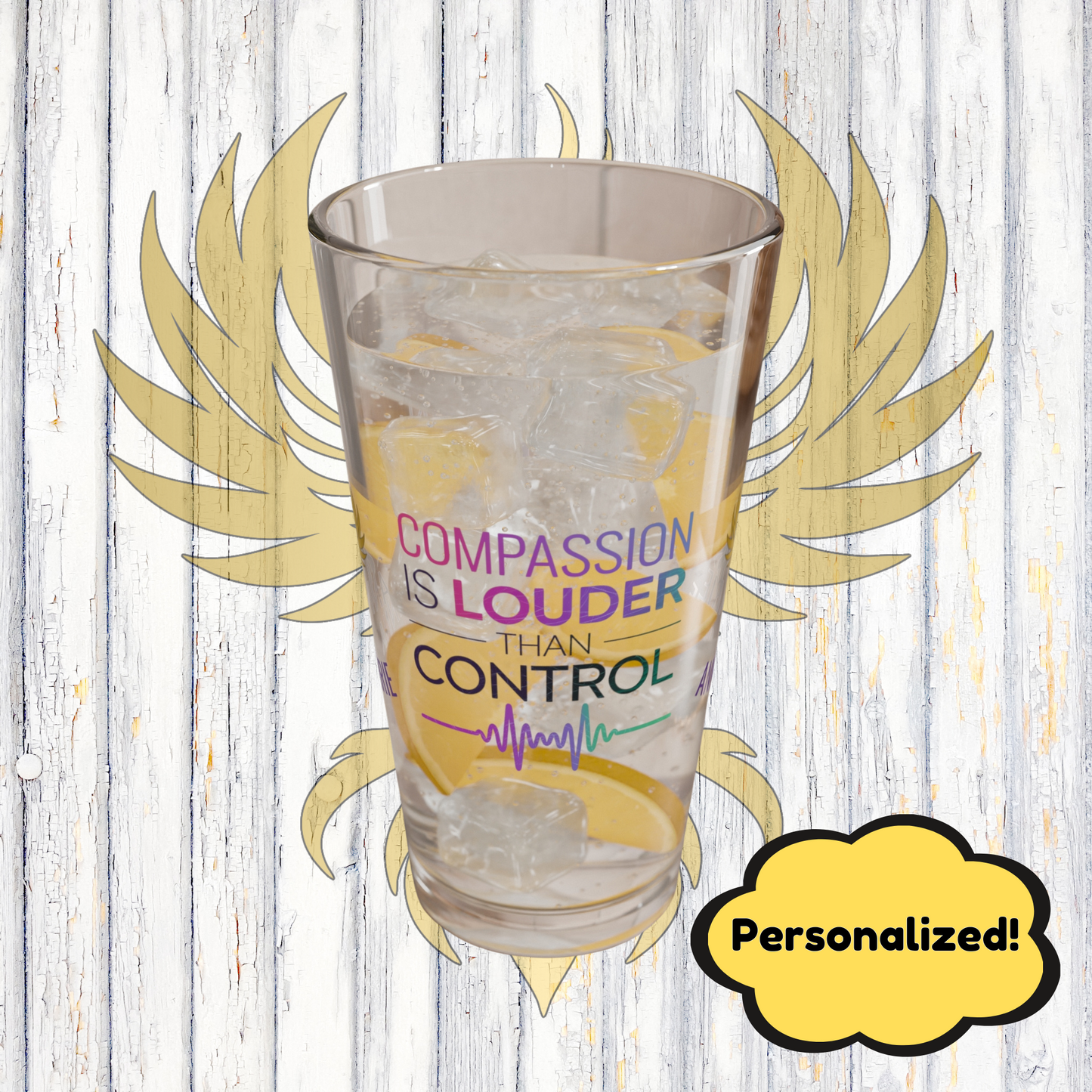 Rise & Reclaim Pint Glass – Compassion Is Louder Than Control | Mental Health Support Gift