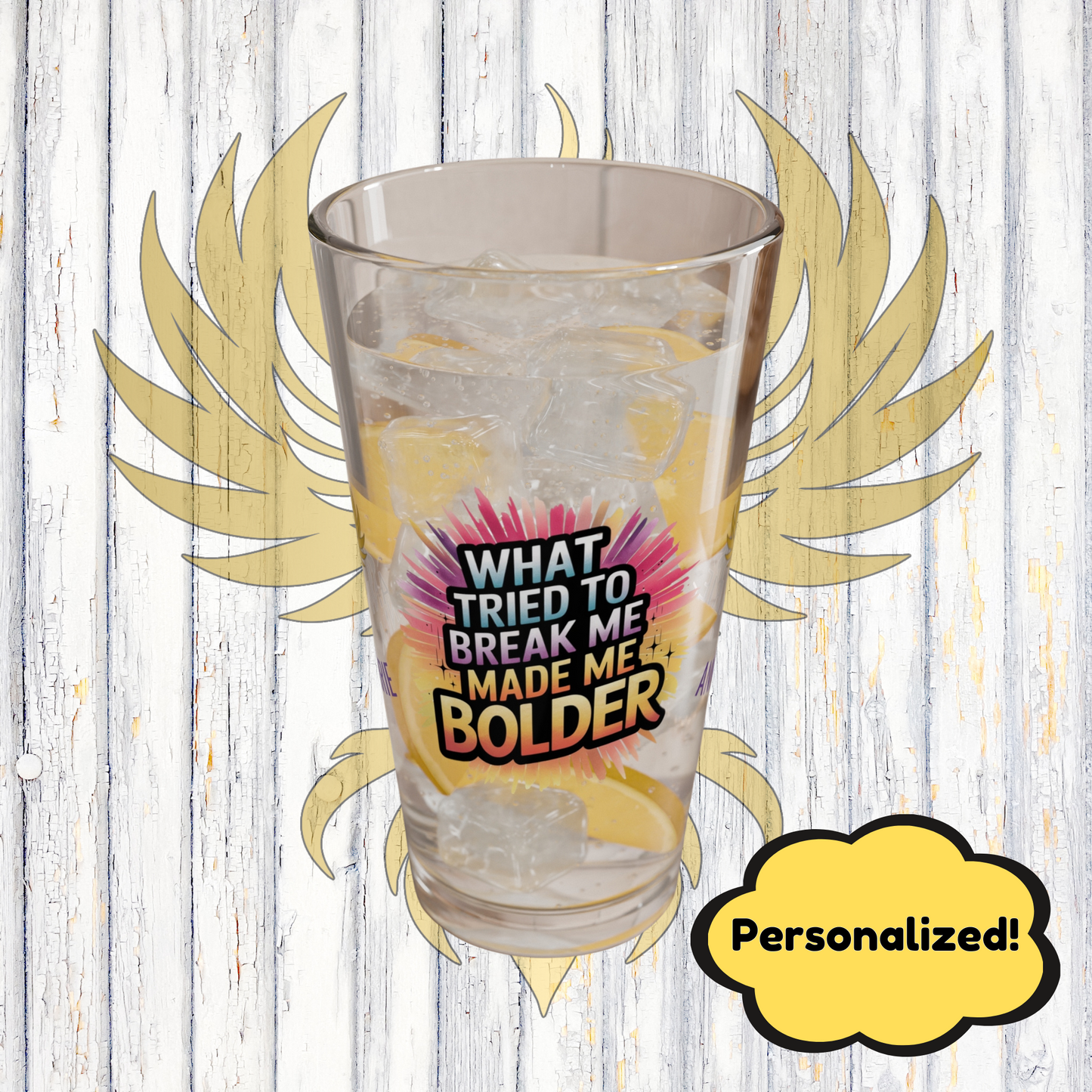 Rise & Reclaim Pint Glass – What Tried to Break Me Made Me Bolder | Survivor Strength Glass