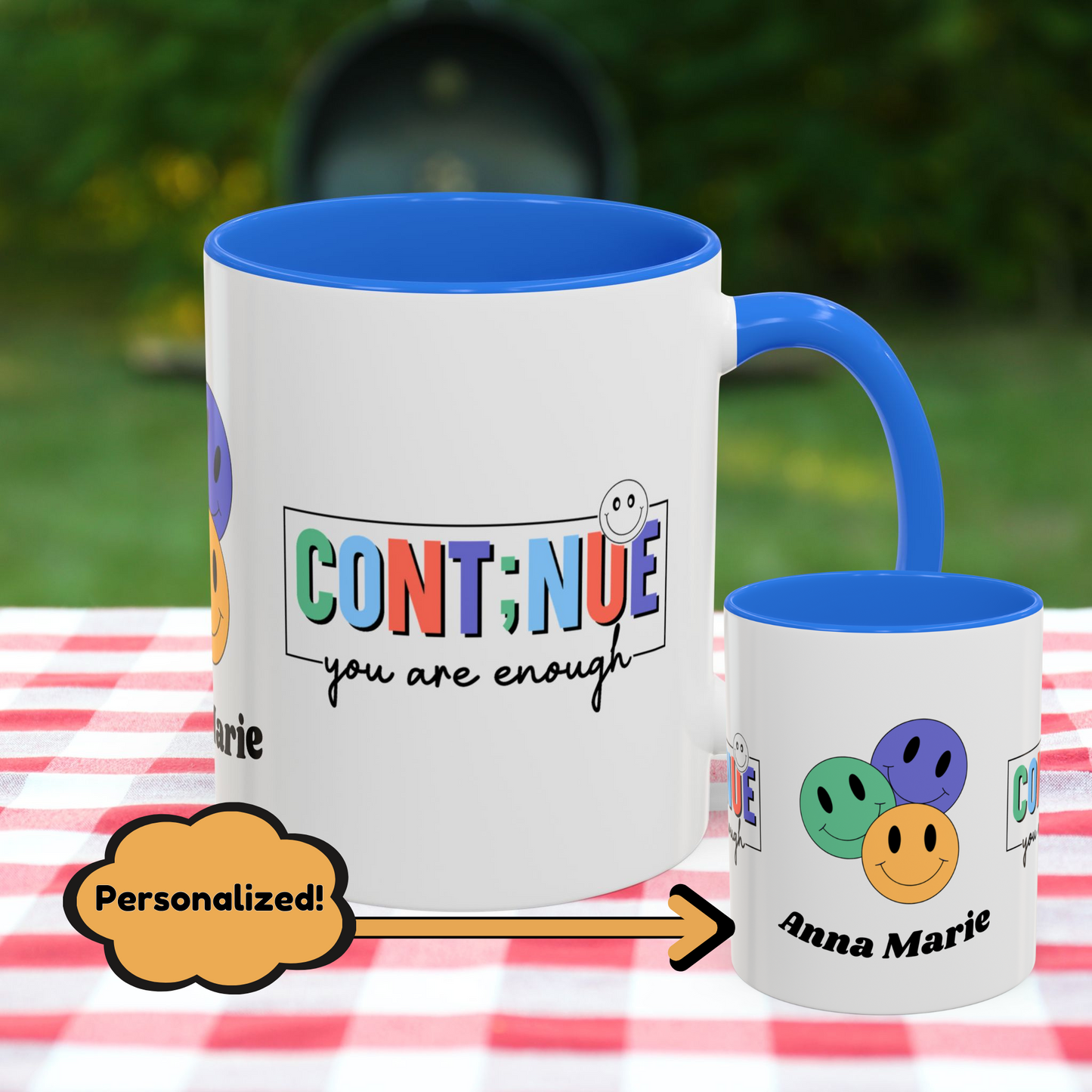 Continue, You Are Enough - Custom Retro Motivational Mug for Mental Health Support & Emotional Resilience
