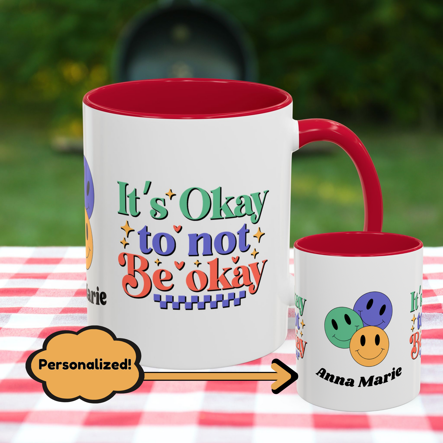 It’s Okay to Not Be Okay - Custom Retro Mental Health Awareness Mug for Support & Emotional Strength
