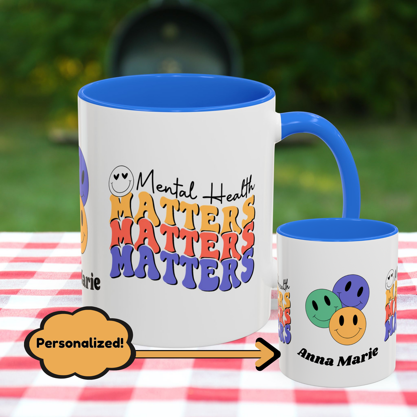Mental Health Matters - Custom Retro Uplifting Mug for Mental Health Support & Emotional Well-Being