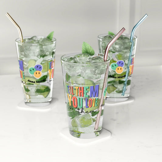 Shop our premium tell them you love them retro pint glass 16oz from MySisterIsASurvivor.