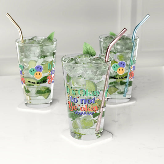 Shop our premium its okay to not be okay retro pint glass 16oz 1 from MySisterIsASurvivor.