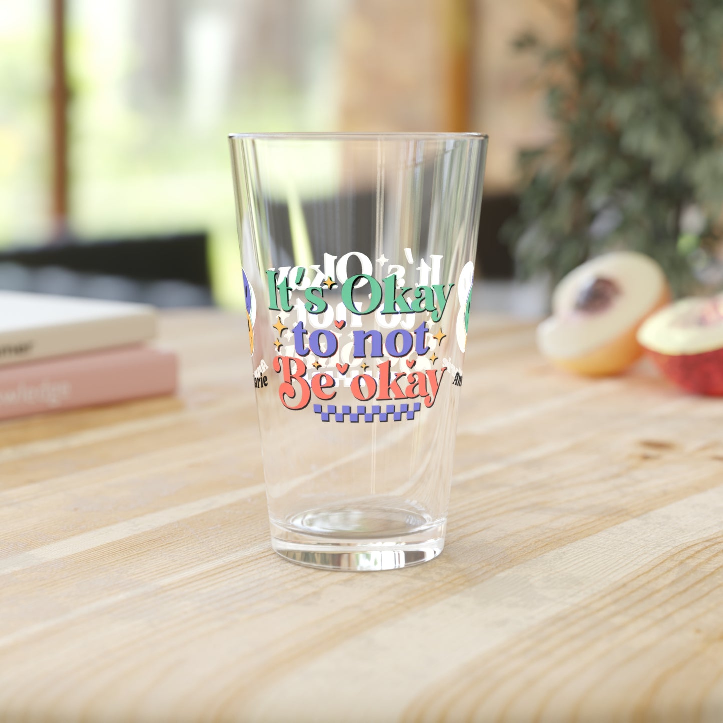 It’s Okay to Not Be Okay retro mental health pint glass with personalized support message