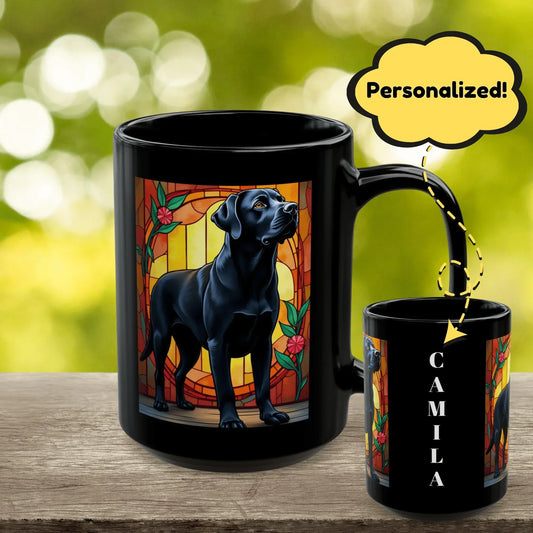 Shop our labrador retriever black mug featuring the 15oz style option from MySisterIsASurvivor.