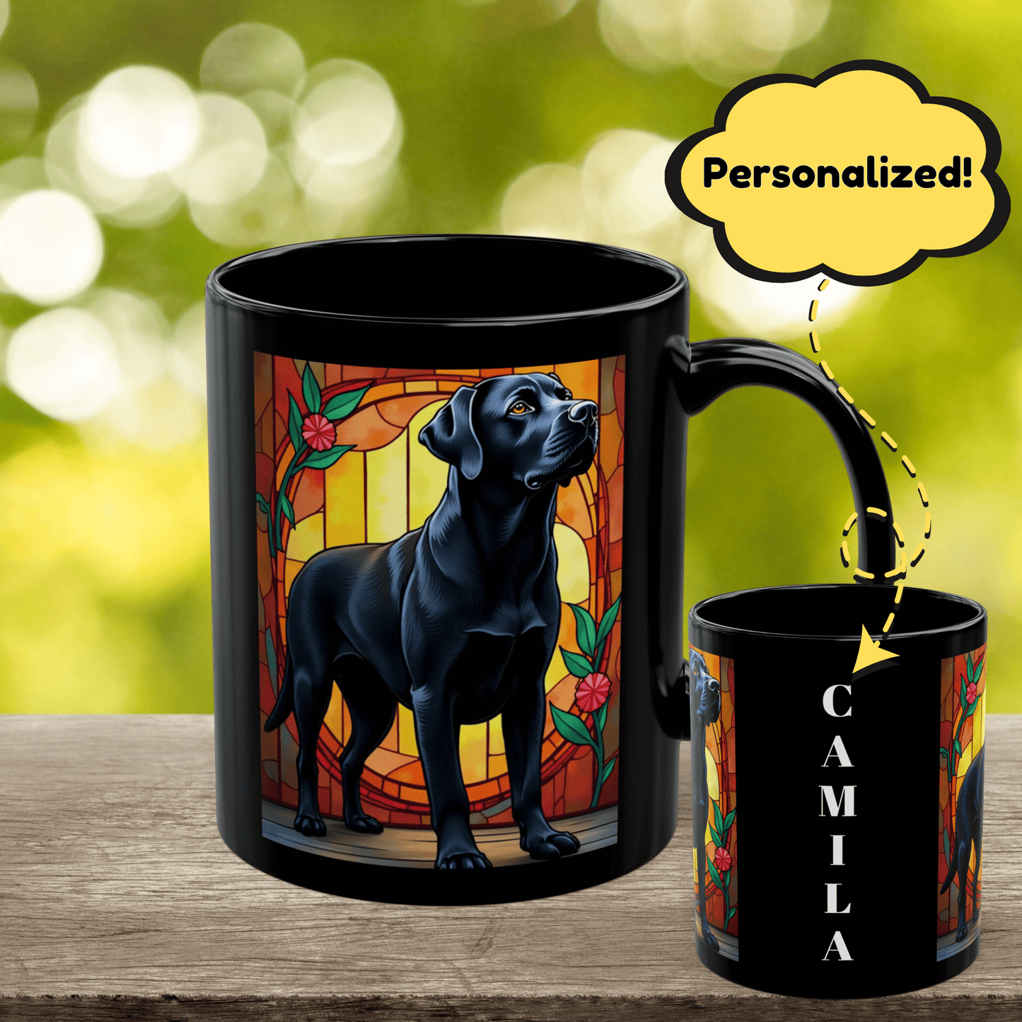 Labrador Retriever Black personalized mug, custom dog coffee cup gift for Lab lovers