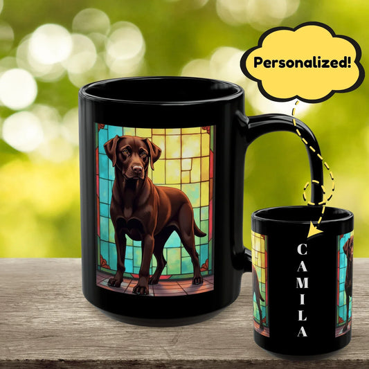 Shop our labrador retriever chocolate mug featuring the 15oz style option from MySisterIsASurvivor.