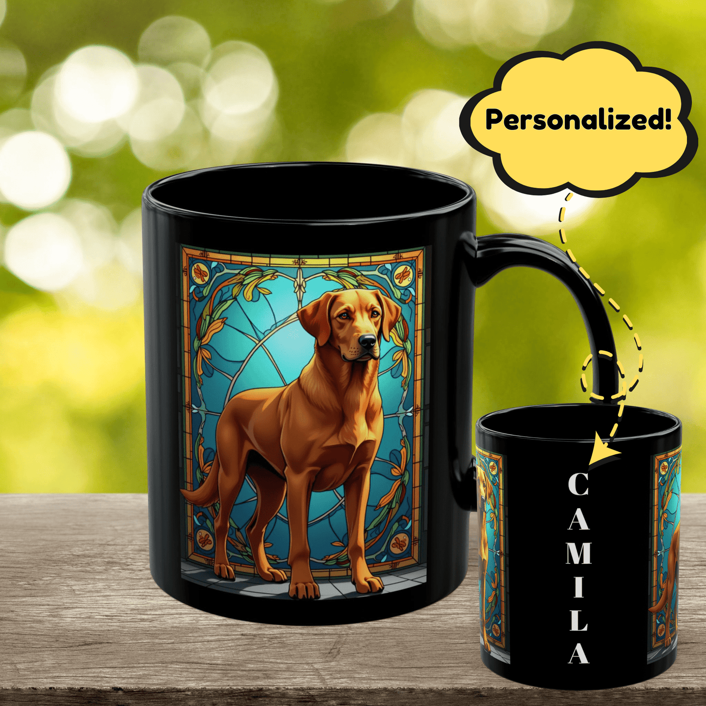 Labrador Retriever Fox Red personalized mug, custom dog coffee cup gift for Lab lovers