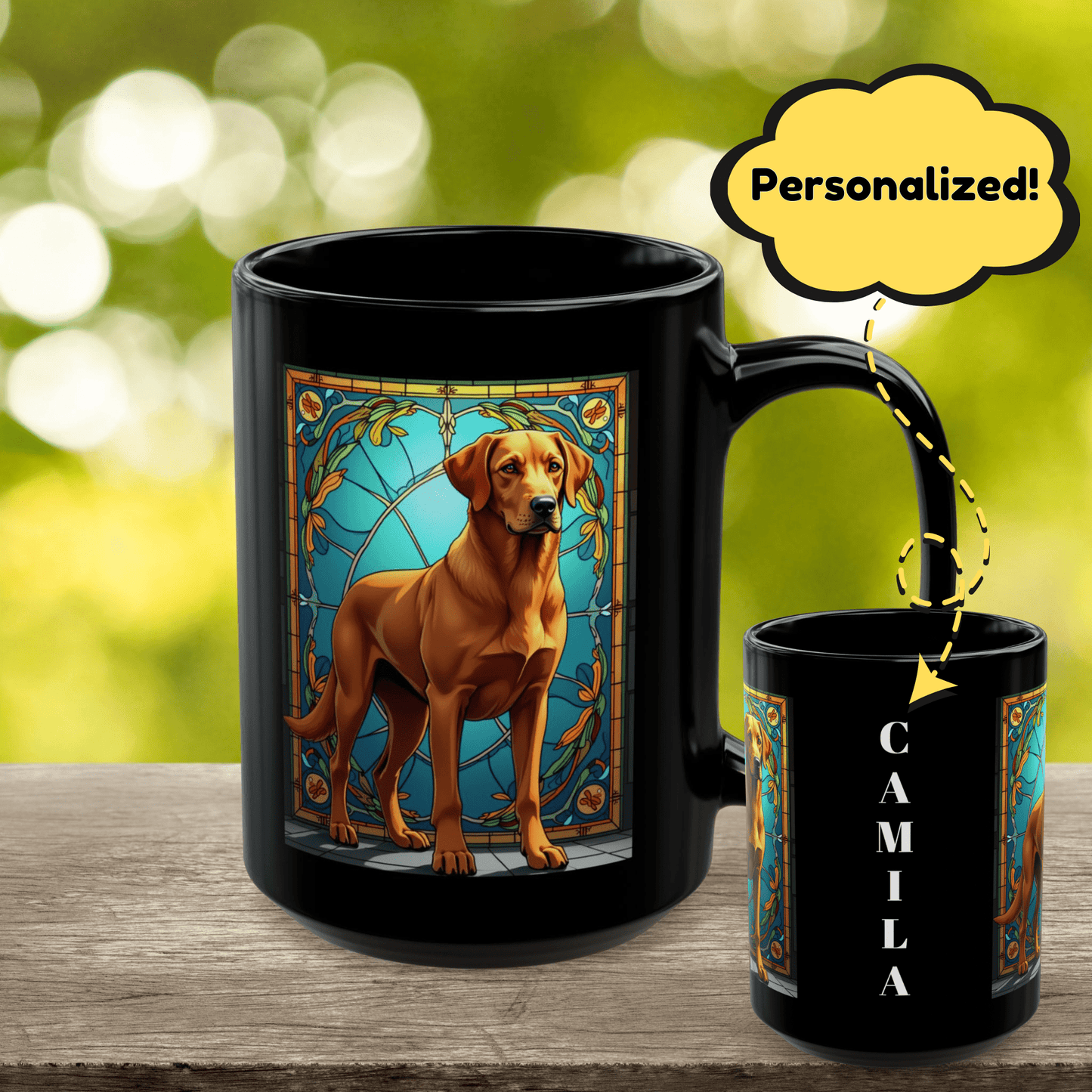 Labrador Retriever Fox Red personalized mug, custom dog coffee cup gift for Lab lovers
