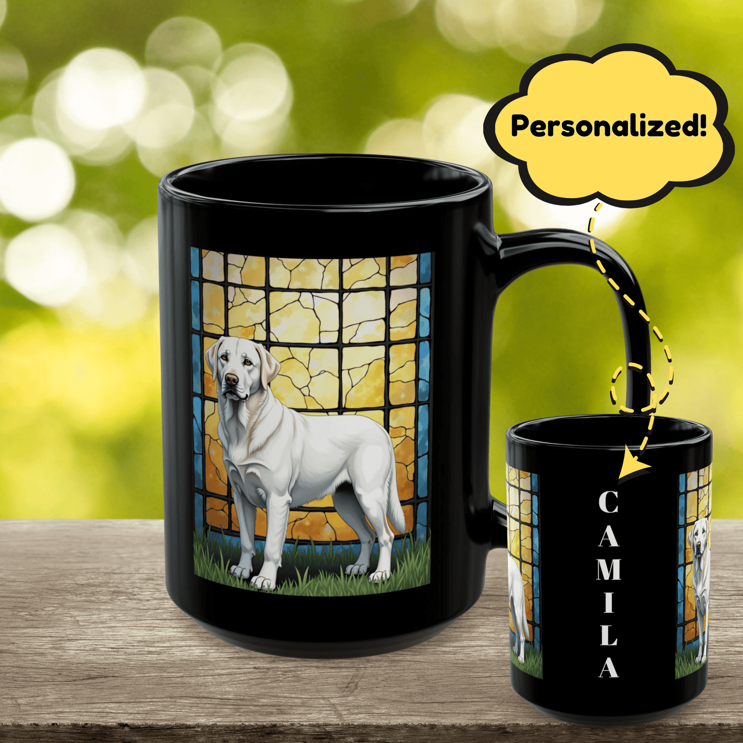Labrador Retriever White personalized mug, custom dog coffee cup gift for Lab owners