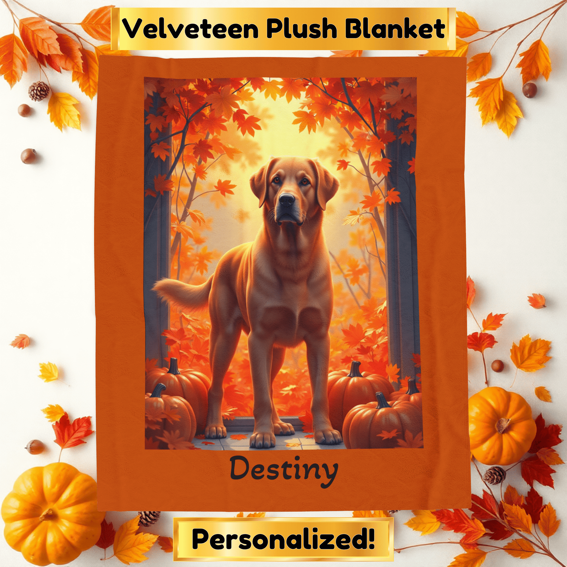 Labrador Retriever Fox Red Coat Velveteen Plush Blanket, Custom Dog Throw for Lab Fans