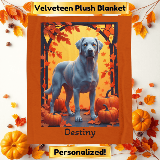 Labrador Retriever Silver Coat Velveteen Plush Blanket, Custom Plush Dog Throw for Labs