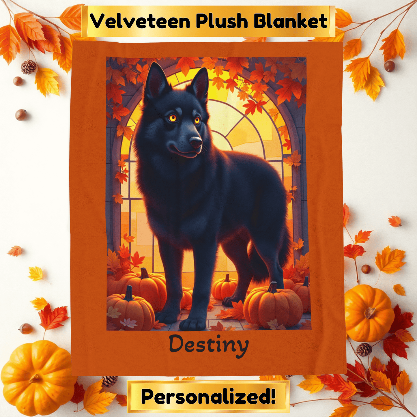 Black Husky amber eyes velveteen plush blanket, personalized dog throw for Husky parents - MySisterIsASurvivor