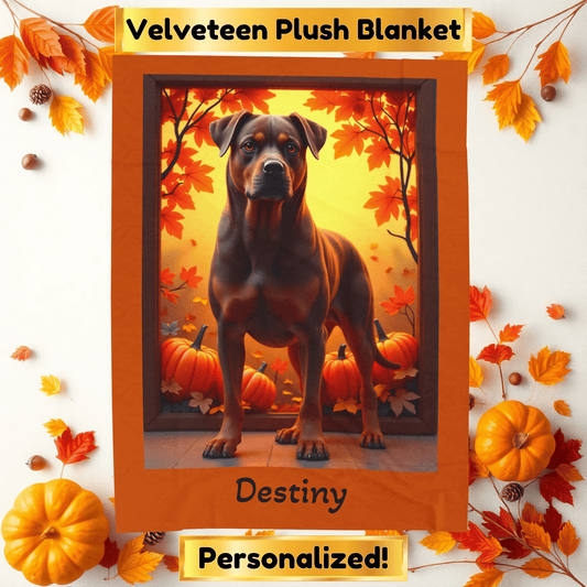 Rottweiler Chocolate & Tan Coat Velveteen Blanket, Personalized Plush Dog Throw Gift